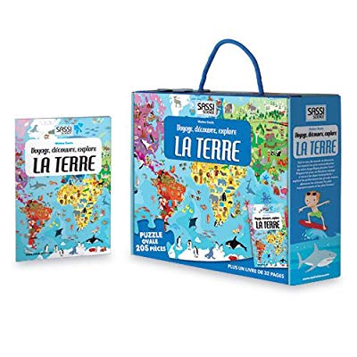 VOYAGE-DECOUVRE-EXPLORE-LA-TERRE-PUZZLE-OVALE-205-IECES-PLUS-UN-LIVRE-DE-32-PAGES